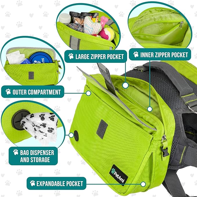 PetAmi Dog Backpack for Medium Large Dogs