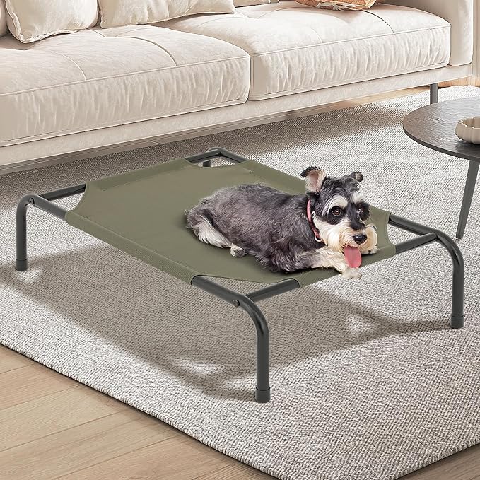 MoNiBloom Elevated Dog Bed Cooling Raised Ped Bed Portable Dog Cot for Camping or Beach 35 Inches