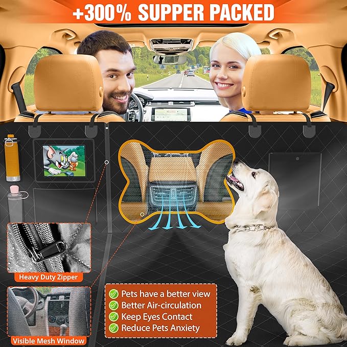 Pet Backseat Extender for Dogs 600D Fabric 500lbs, Waterproof,