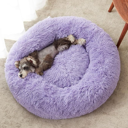 WESTERN HOME WH Calming Dog Bed & Cat Bed, Anti-Anxiety Donut Dog Cuddler Bed, Warming Cozy Soft Dog Round Bed, Fluffy Faux Fur Plush Dog Cat Cushion Bed for Small Medium Dogs and Cats