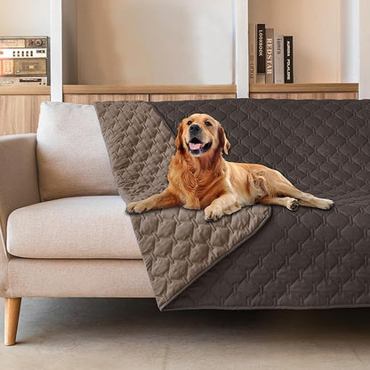 gogobunny 100% Double Sided Waterproof Dog Blanket Soft Pet Bed Cover Reversible Protect Furniture Couch Sofa Car for Puppy Large Dog Cat (Dark Coffee/Light Coffee 82x82 Inch 1))