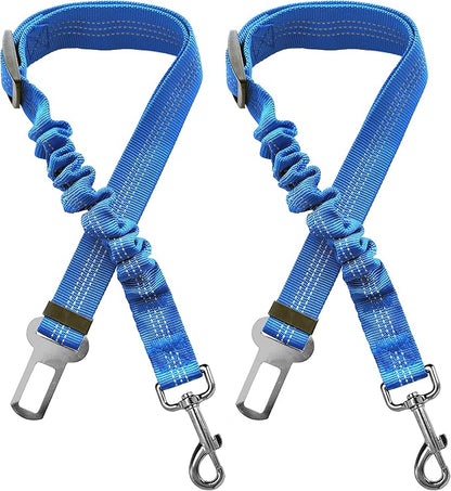 2 Dog Car Harness Seatbelt Seat Belt Leash Travel Accessories Bungee Anti Shock Pet Cat Adjustable Lead Clip Safety Seats Belts Blue