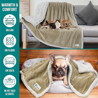 PetAmi WATERPROOF Dog Blanket for Bed 90x90 Taupe