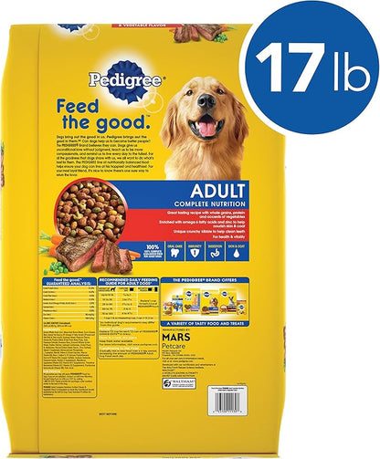 PEDIGREE Complete Nutrition Adult Dry Dog Food Grilled Steak & Vegetable Flavor Dog Kibble, 17 lb. Bag