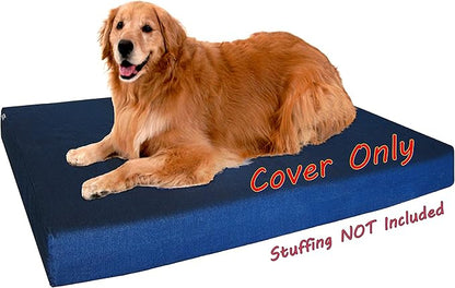 Dogbed4less 40X35X4 Inches Blue Color Durable Denim Jean Dog Pet Bed External Zipper Cover - Replacement Cover only