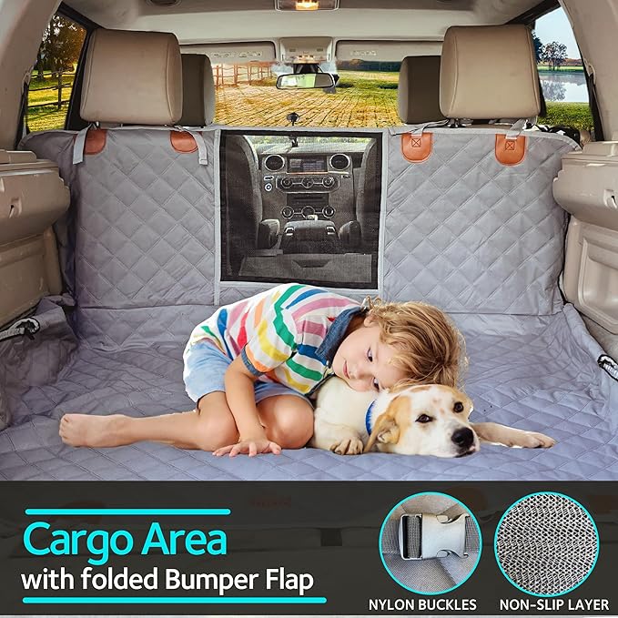 KULULU Dog Car Seat Cover for Back Seat 100% Waterproof (54" W 58" L))