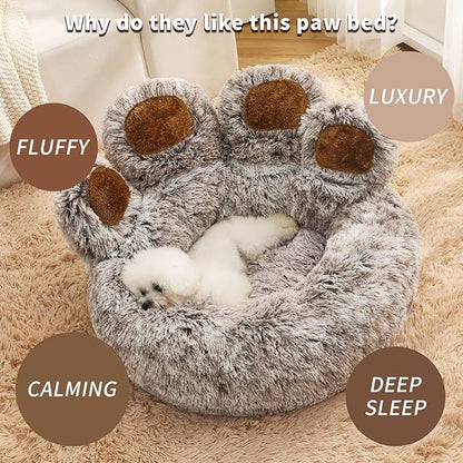 Jiupety Pet Round Bed of Paw Shape (26"×26"×8"), Gray