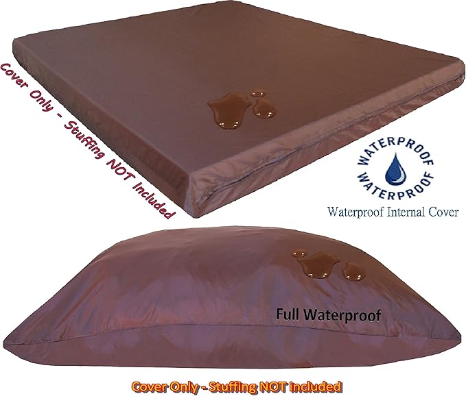 DIY Pet Bed Pillow Suede Cover + Waterproof Internal case for Dog/Cat at Medium 36"X29" Brown Color - Covers only