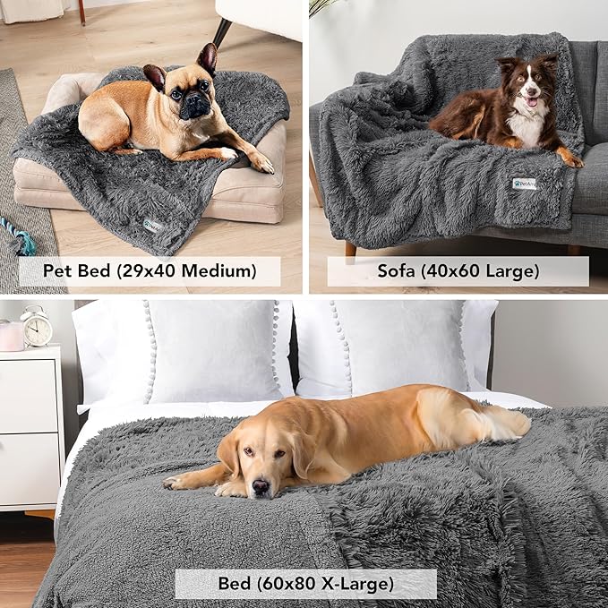 PetAmi Waterproof Dog Blanket for Large Dog 90x90 Gray