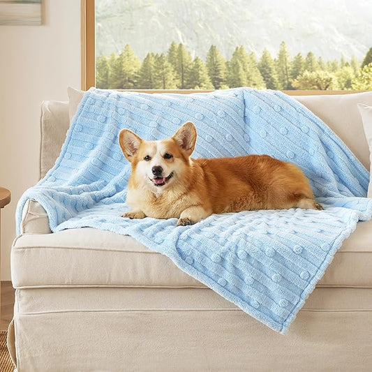 Bedsure Dog Blanket for Large Dogs Washable - Soft Fluffy Puppy Blanket with Premium 300GSM Coral Fleece, Cozy Calming Cat Blankets for Indoor Cats, Fuzzy Pet Blanket for Kitten Doggy, Blue, 40x50IN