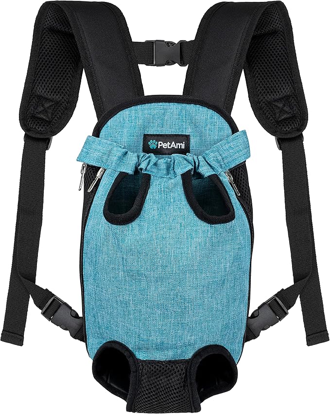 PetAmi Dog Carrier Backpack, Adjustable Pet Cat Front Carrier Backpack, Ventilated Dog Chest Carrier for Hiking Camping Travel, Sling Bag for Small Medium Dog Cat Puppies, Medium, 9-13 lbs, Sea Blue