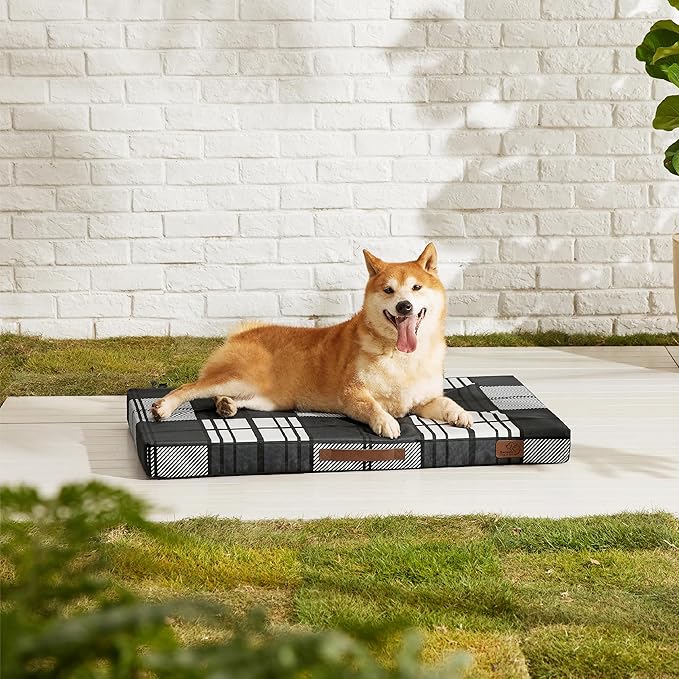 Bedsure Large Patterned Dog Bed for Large Dogs Cover(35"x22", Black)