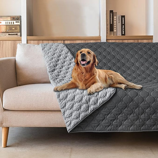 gogobunny 100% Double-Sided Waterproof Dog Bed Cover Pet Blanket Sofa Couch Furniture Protector for Puppy Large Dog Cat, Reversible (68x82 Inch (Pack of 1), Dark Grey/Light Grey)