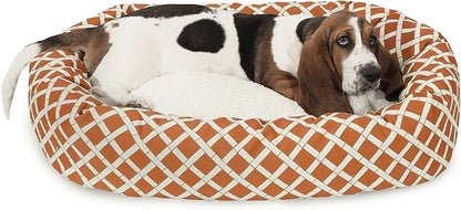 32 inch Burnt Orange Bamboo Sherpa Bagel Dog Bed