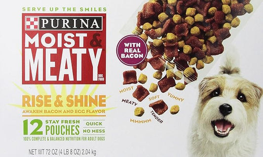 Purina Moist & Meaty Rise & Shine Awaken Bacon & Egg Flavor Adult Wet Dog Food - 12 Ct. Pouches