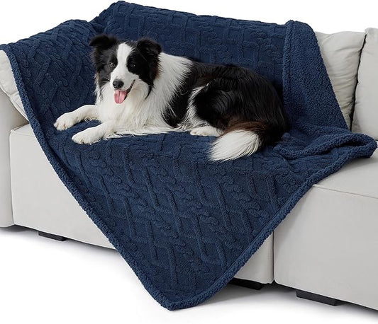 Bedsure Waterproof Dog Blankets for Large Dogs 40"x50", Navy