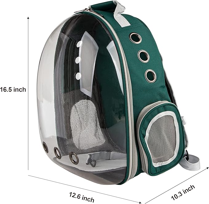 Cat Backpack Carrier Bubble Bag, Transparent Space Capsule Pet Carrier Dog Hiking Backpack, Small Dog Backpack Carrier for Cats Puppies Airline Approved Travel Carrier Outdoor Use Green