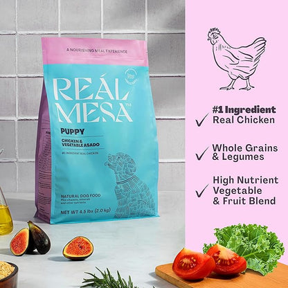 Real Mesa Premium Puppy Food - High Protein, Nutritious Puppy Dog Food for Growth & Development, Chicken & Vegetable Asado (4.5lbs)