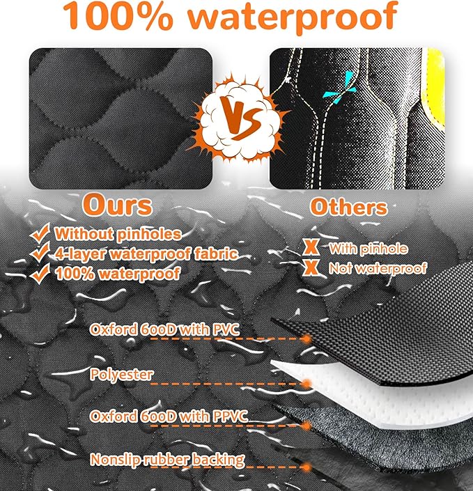 URPOWER Waterproof Dog Car Seat Cover for Back Seat for Cars