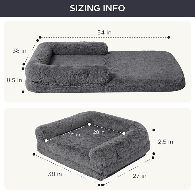 Bedsure Foldable Human Dog Bed for Kids 2 in 1 Calming