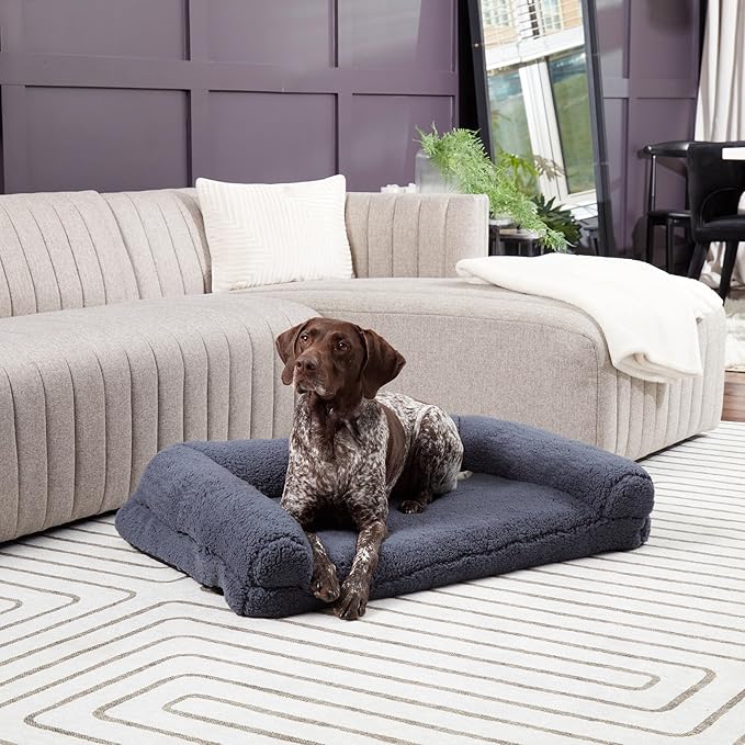 Molly Cozy Sherpa Sofa Style Dog Bed with Removable Cover (36" x 24") -