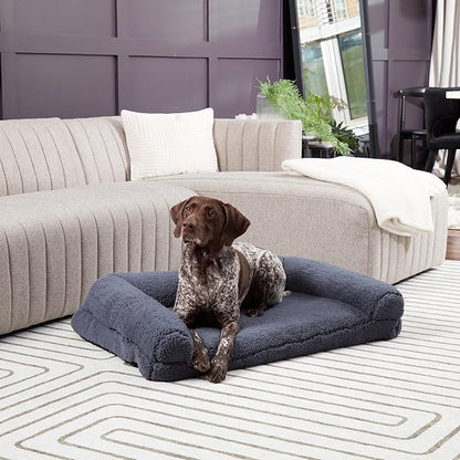 Molly Cozy Sherpa Sofa Style Dog Bed with Removable Cover (36" x 24") -