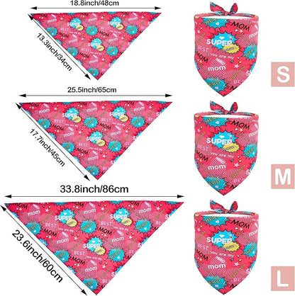 10PCS Mother’s Day Dog Bandanas for XXS XS Small Girl Boy Puppy Doggie“Best Mom” “Super Mom” “ I Love Mom” “ Happy Mother’s Day” Pink Blue Yellow Tie Dye Floral Grooming Accessories