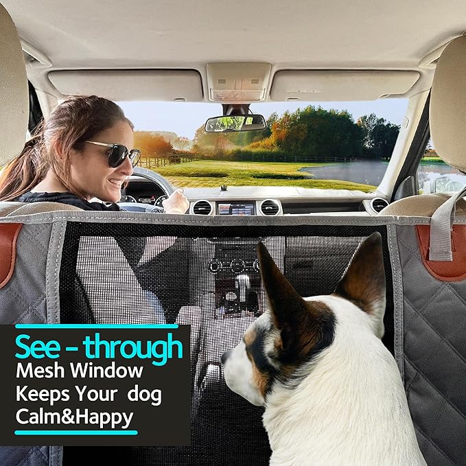 KULULU Dog Car Seat Cover for Back Seat 100% Waterproof (54" W 58" L))