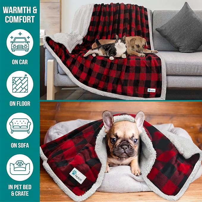PetAmi Waterproof Dog Blanket for Small Medium Dog 29x40 Checker