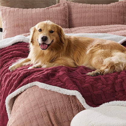 Bedsure Waterproof Dog Blankets for Large Dogs 60x80, Burgundy