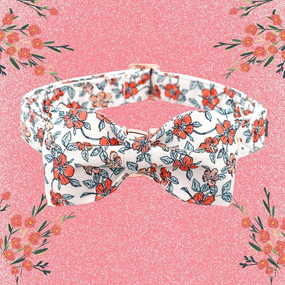 Lionheart glory Dog Collar Fall Dog Collars with Bow Tie Flower Print Dog Collar Bow Female Male Pet Collar Dogs Collar Bows Duty Adjustable Dog Bow Collars for Small Dogs