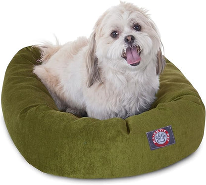 Majestic Pet 24 Inch Micro Velvet Calming Dog Bed Washable – Cozy Soft Round Dog Bed with Spine for Head Support 24x19x7 (inch)