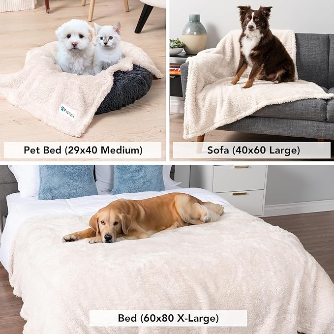 PetAmi Dog Blanket for Large Dogs Beige 60x80