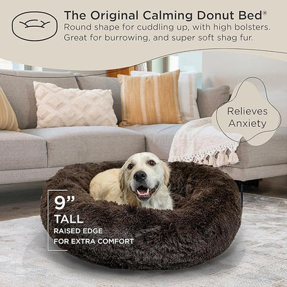 Best Friends by Sheri The Original Calming Donut Cat and Dog Bed in Shag Fur Dark Brown 36"