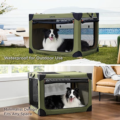 Lesure Soft Collapsible Dog Crate 36 Inch 4-Door Foldable