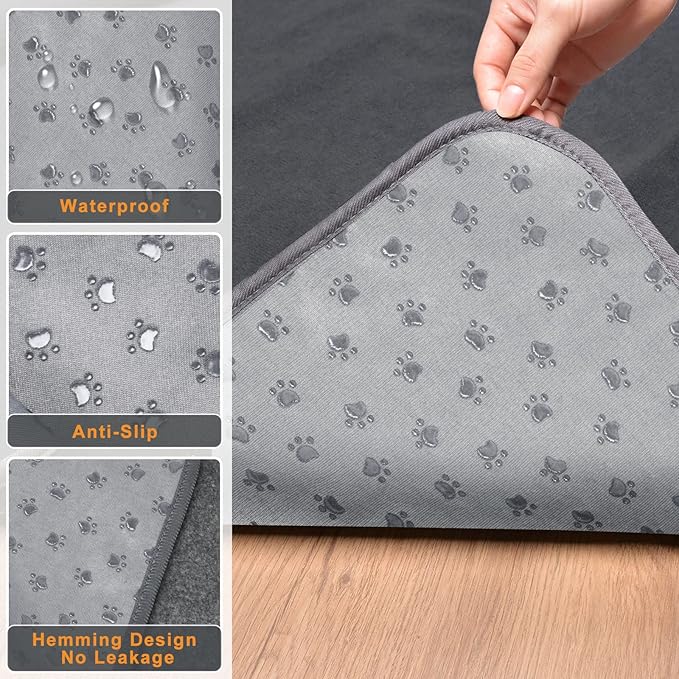 LOOBANI 2 Packs Extra Large Reusable Dog Mat for Floor 72x72in,Gray