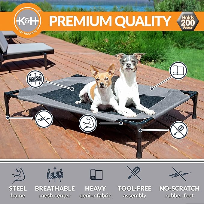 K&H Pet Products Dog Cots Beds for Large Dog- Elevated Outdoor Dog Cot Bed- Raised Dog Hammock Cooling Bed- Washable