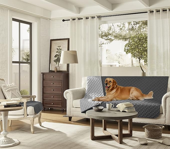 gogobunny 100% Double Sided Waterproof Dog Blanket Soft Pet Bed Cover Reversible Protect Furniture Couch Sofa Car for Puppy Cat Kids (Dark Grey/Light Grey 40x50 Inch 1))