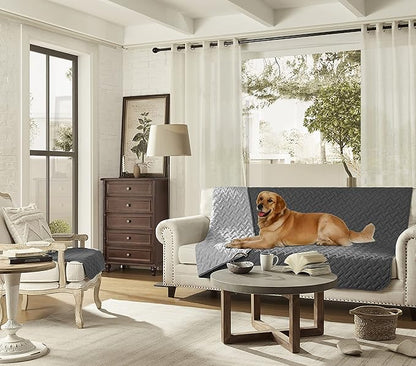 gogobunny 100% Double Sided Waterproof Dog Blanket Soft Pet Bed Cover Reversible Protect Furniture Couch Sofa Car for Puppy Cat Kids (Dark Grey/Light Grey 68x82 Inch 1))