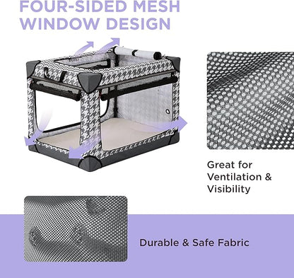 Lesure Cute Soft Collapsible Dog Crate 36 Inch 4-Door Foldable