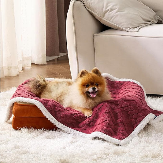 Bedsure Waterproof Dog Blankets for Small Dogs 25"x35", Burgundy