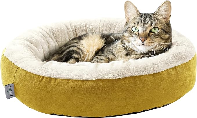 Love's cabin Yellow Round Donut Cat Bed 20x20in, Soft