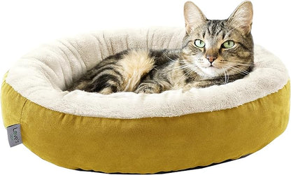 Love's cabin Yellow Round Donut Cat Bed 20x20in, Soft
