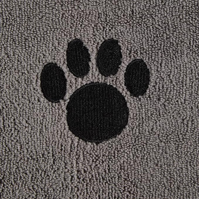 Bone Dry Pet Grooming Towel Collection Absorbent Microfiber X-Large, 41x23.5", Embroidered Gray