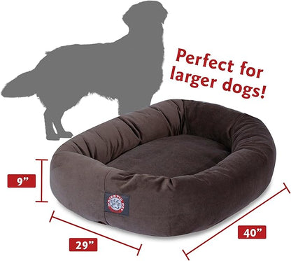 Majestic Pet 40 Inch Suede Calming Dog Bed Washable – Cozy Soft Round Dog Bed with Spine Support for Dogs to Rest their Head 40x29x9 (Inch)