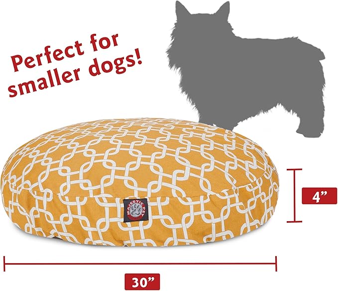 Yellow Links Small Round Indoor Outdoor Pet Dog Bed With Removable Washable Cover By Majestic Pet Products