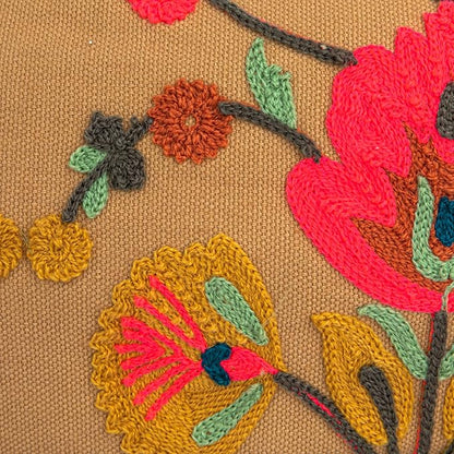 Creative Co-Op Round Cotton Embroidered & Sherpa Pet