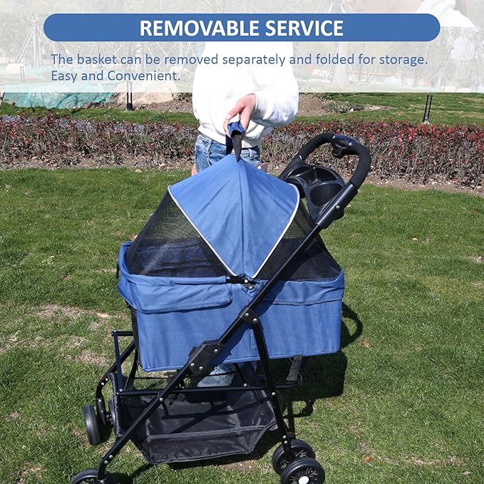 Pet Stroller for Cats/Dogs 4 Wheels 30lbs Small