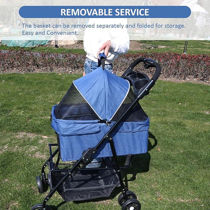 Pet Stroller for Cats/Dogs 4 Wheels 30lbs Small