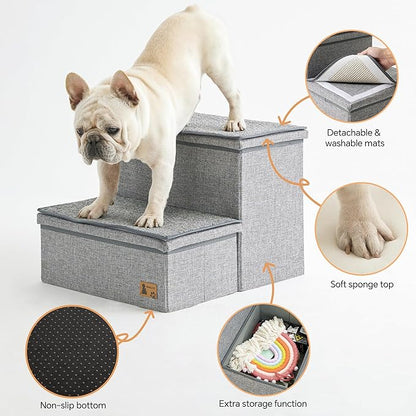 BEDELITE Dog Stairs for Large Dogs 200Lbs with Storage，2 Tiers